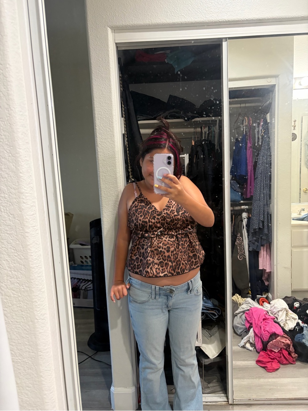 Leopard Print Sleeveless Peplum Cami Top - Brown